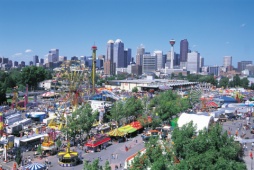 Calgary Stampede Exhibition Grounds, Skyline Background - Photo Credit: Travel Alberta